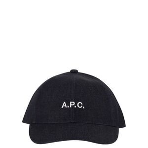 A.P.C. Men Cotton Denim Cap With Embroidered Logo